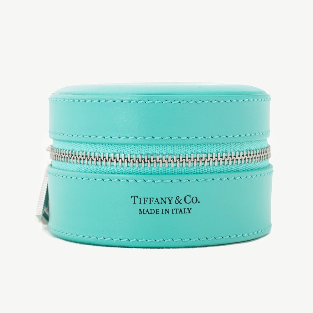 Tiffany & Co. Leather Tiffany Blue Round Jewelry Case